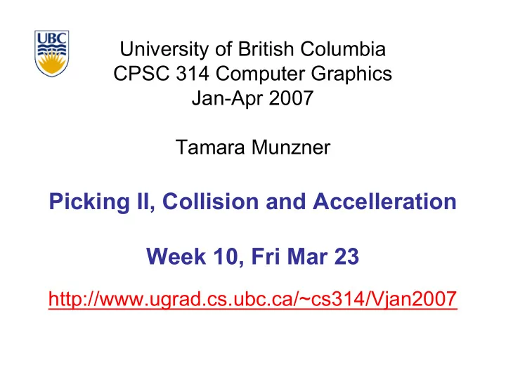 picking ii collision and accelleration week 10 fri mar 23