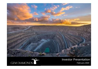 Investor Presentation  February 2020  1  Disclaimer  This presentation is confidential and is being
