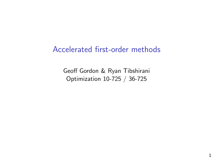 accelerated first order methods