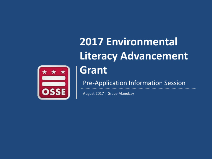 2017 environmental literacy advancement grant