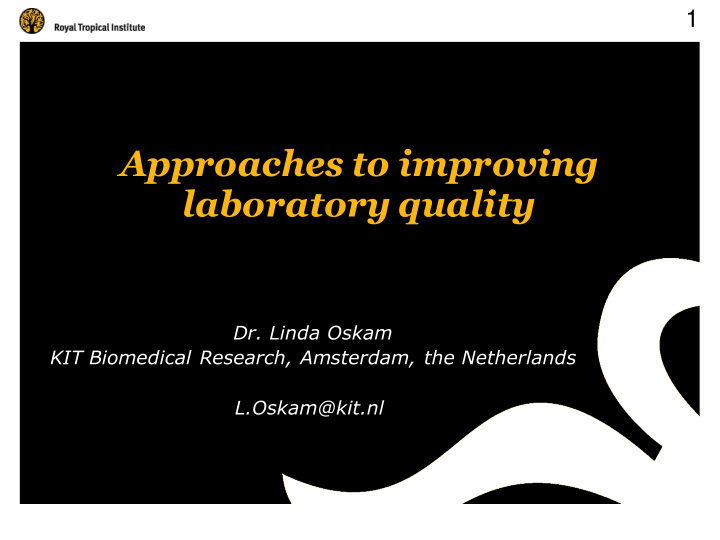 approaches to improving laboratory quality
