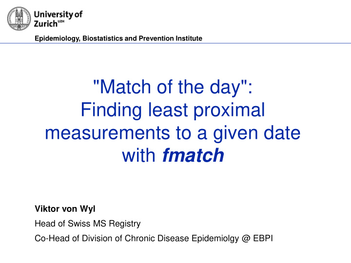 match of the day finding least proximal measurements to a