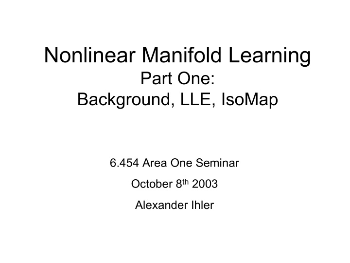 nonlinear manifold learning