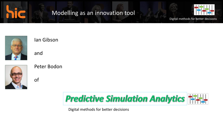 modelling as an innovation tool modelling as an
