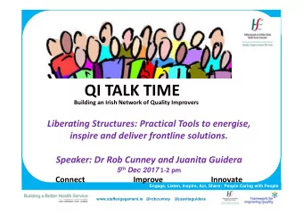 QI TALK TIME  Building an Irish Network of Quality Improvers  Liberating Structures: Practical