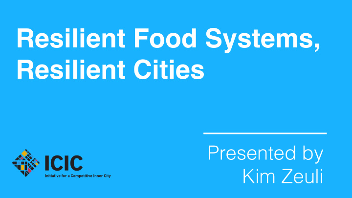 resilient food systems resilient cities