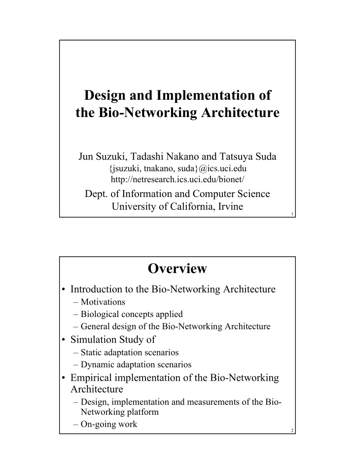 design and implementation of the bio networking