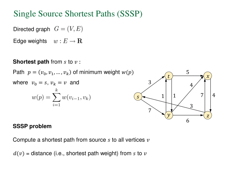 single source shortest paths sssp
