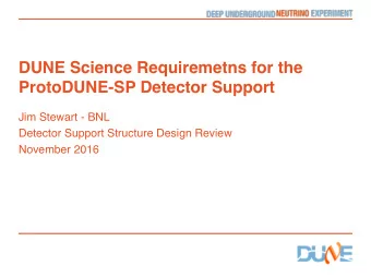 DUNE Science Requiremetns for the  ProtoDUNE-SP Detector Support  Jim Stewart - BNL  Detector