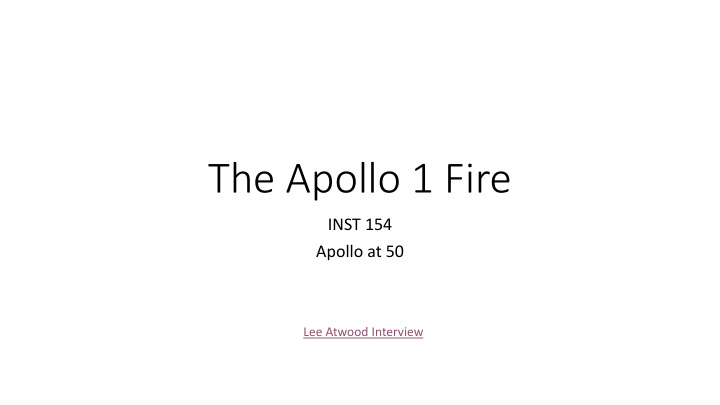 the apollo 1 fire