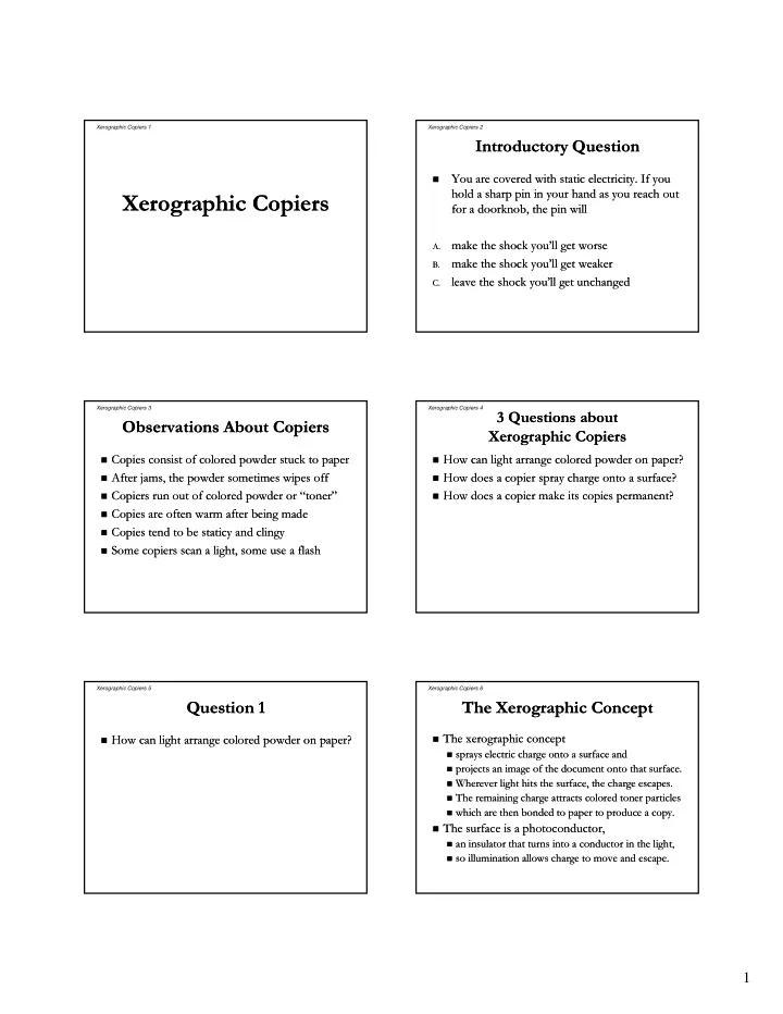 xerographic copiers xerographic copiers
