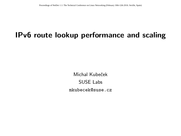 ipv6 route lookup performance and scaling