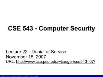 CSE 543 - Computer Security  Lecture 22 - Denial of Service  November 15, 2007  URL: