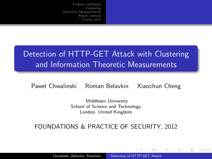 detection of http get attack with clustering and