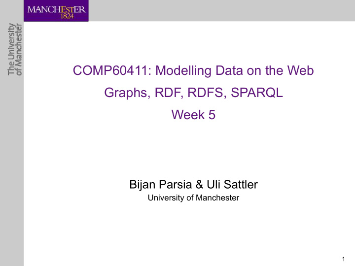comp60411 modelling data on the web graphs rdf rdfs
