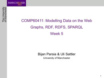 COMP60411: Modelling Data on the Web  Graphs, RDF, RDFS, SPARQL   Week 5  Bijan Parsia &amp;