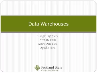 Data Warehouses  Google BigQuery  AWS Redshift  Azure Data Lake  Apache Hive  Motiv  tivation