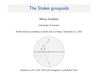 The Stokes groupoids  Marco Gualtieri  University of Toronto  Fields Institute workshop on EDS and