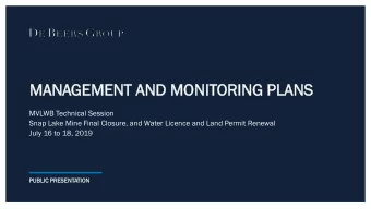 MA  MANA  NAGEMEN  GEMENT  T AND  ND MO  MONI  NITORING  ORING PL  PLANS  NS  MVLWB Technical