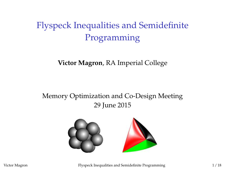 flyspeck inequalities and semidefinite programming