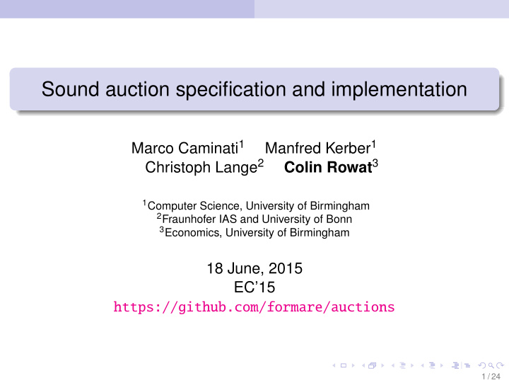 sound auction specification and implementation