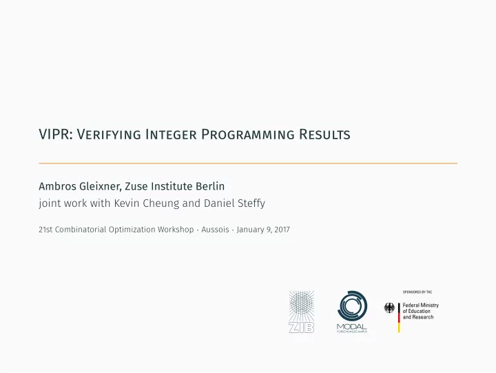 vipr verifying integer programming results
