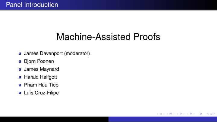 machine assisted proofs