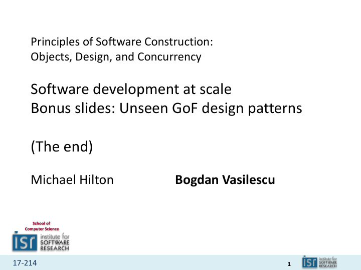 software development at scale bonus slides unseen gof