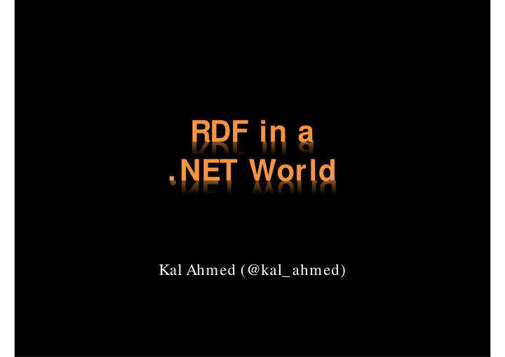 rdf in a net world