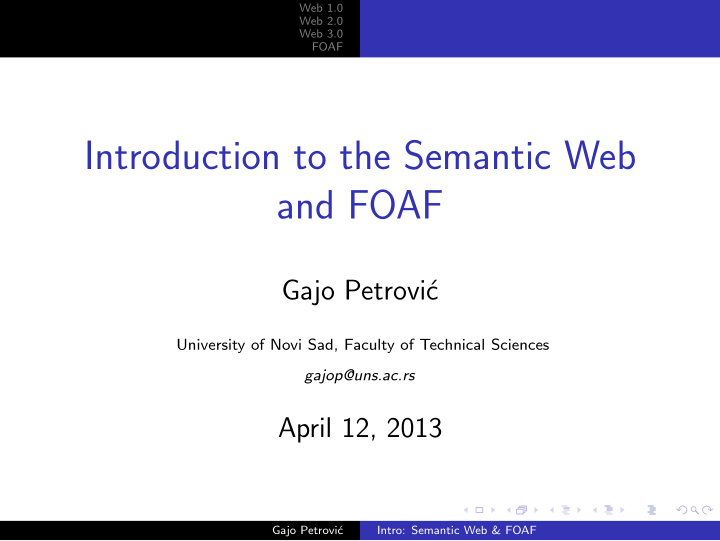 introduction to the semantic web and foaf