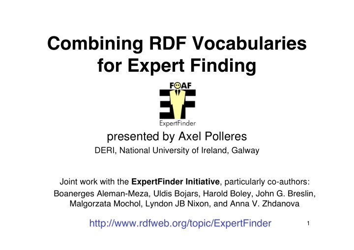 combining rdf vocabularies for expert finding