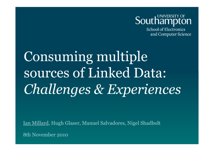 consuming multiple sources of linked data challenges