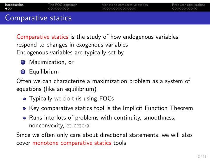 comparative statics