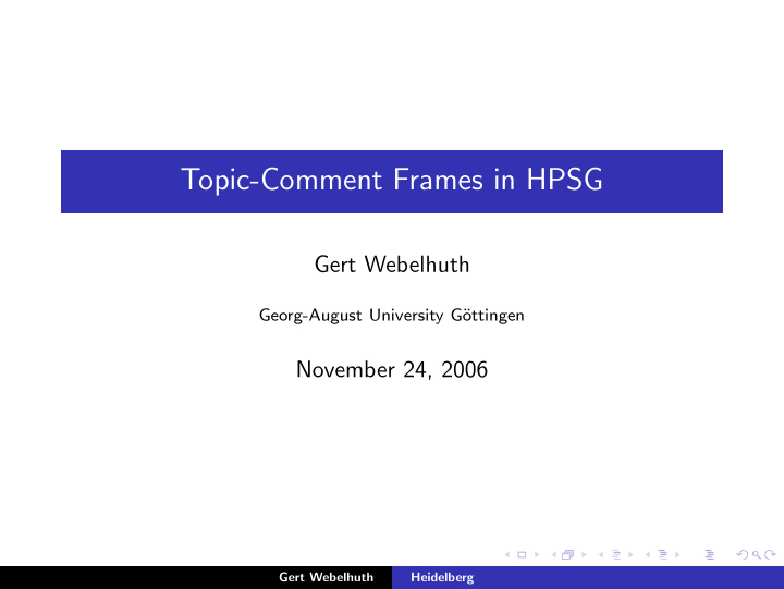 topic comment frames in hpsg