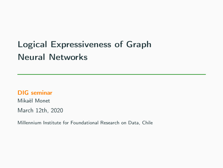 logical expressiveness of graph neural networks