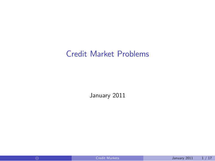 credit market problems