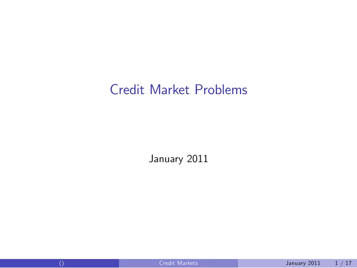 credit market problems