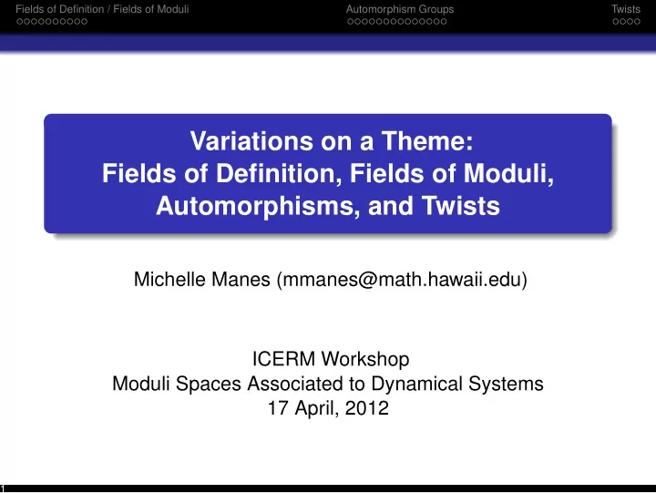 variations on a theme fields of definition fields of
