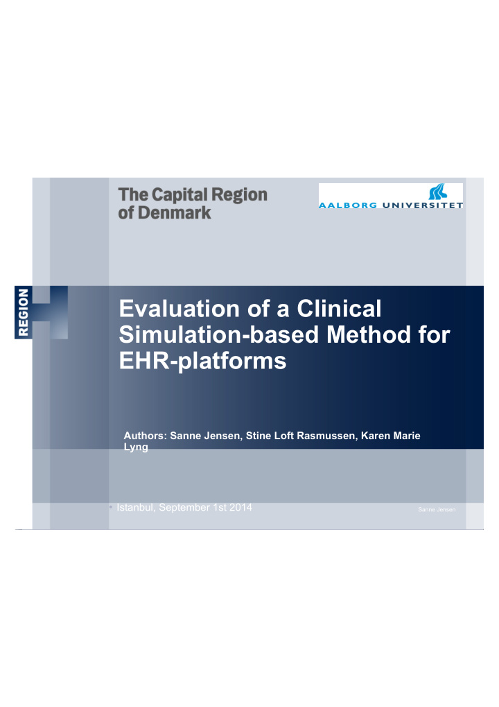 evaluation of a clinical simulation based method for ehr