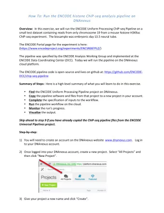How  To:  Run  the  ENCODE  histone  ChIP-seq  analysis  pipeline