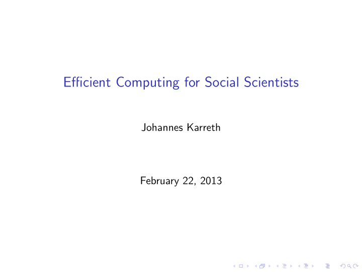 efficient computing for social scientists