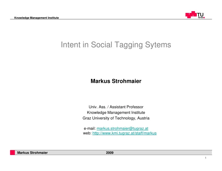 intent in social tagging sytems
