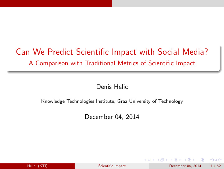 can we predict scientific impact with social media