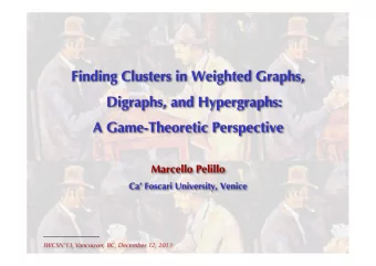 IWCSN13, Vancouver, BC, December 12, 2013  The Classical Clustering Problem = an