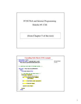 (from Chapter 5 of the text)  Cascading Style Sheets (CSS) example 1