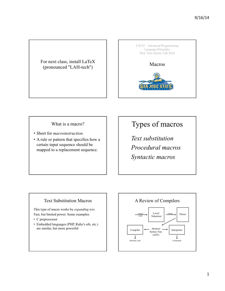 types of macros