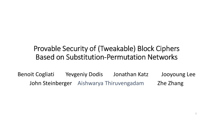 provable security of tweakable block ciphers based on