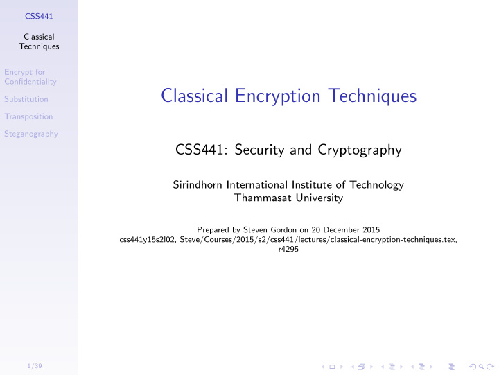 classical encryption techniques