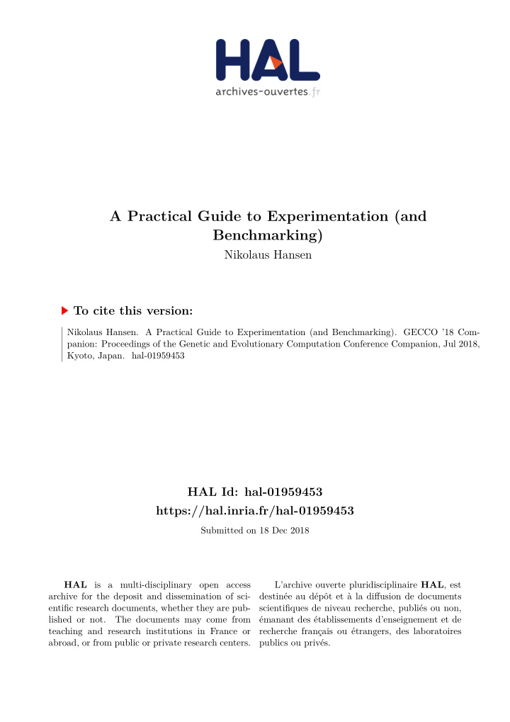 benchmarking a practical guide to experimentation and