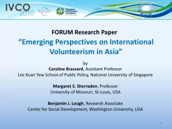 Emerging Perspectives on International  Volunteerism in Asia  by Caroline Brassard ,